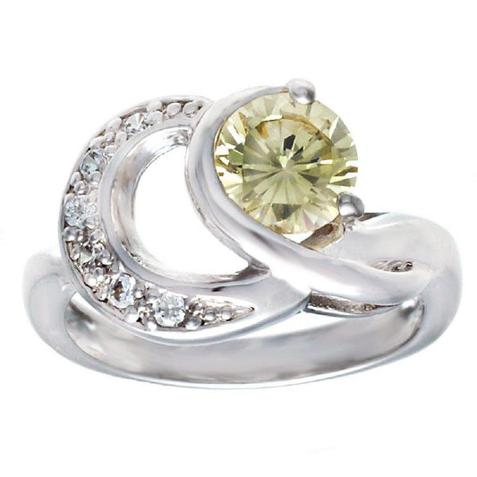 New Double Loop Openwork Pale Yellow Stone Ring